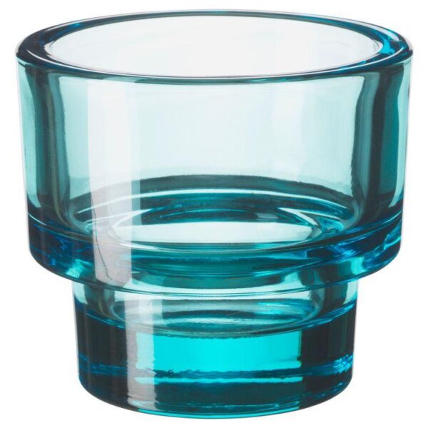 Zils stikla svečturis tējas svecēm.